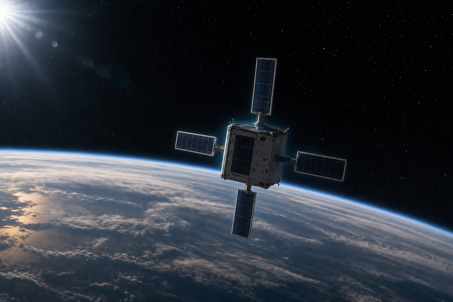 Satellite holding stable orientation with active attitude control