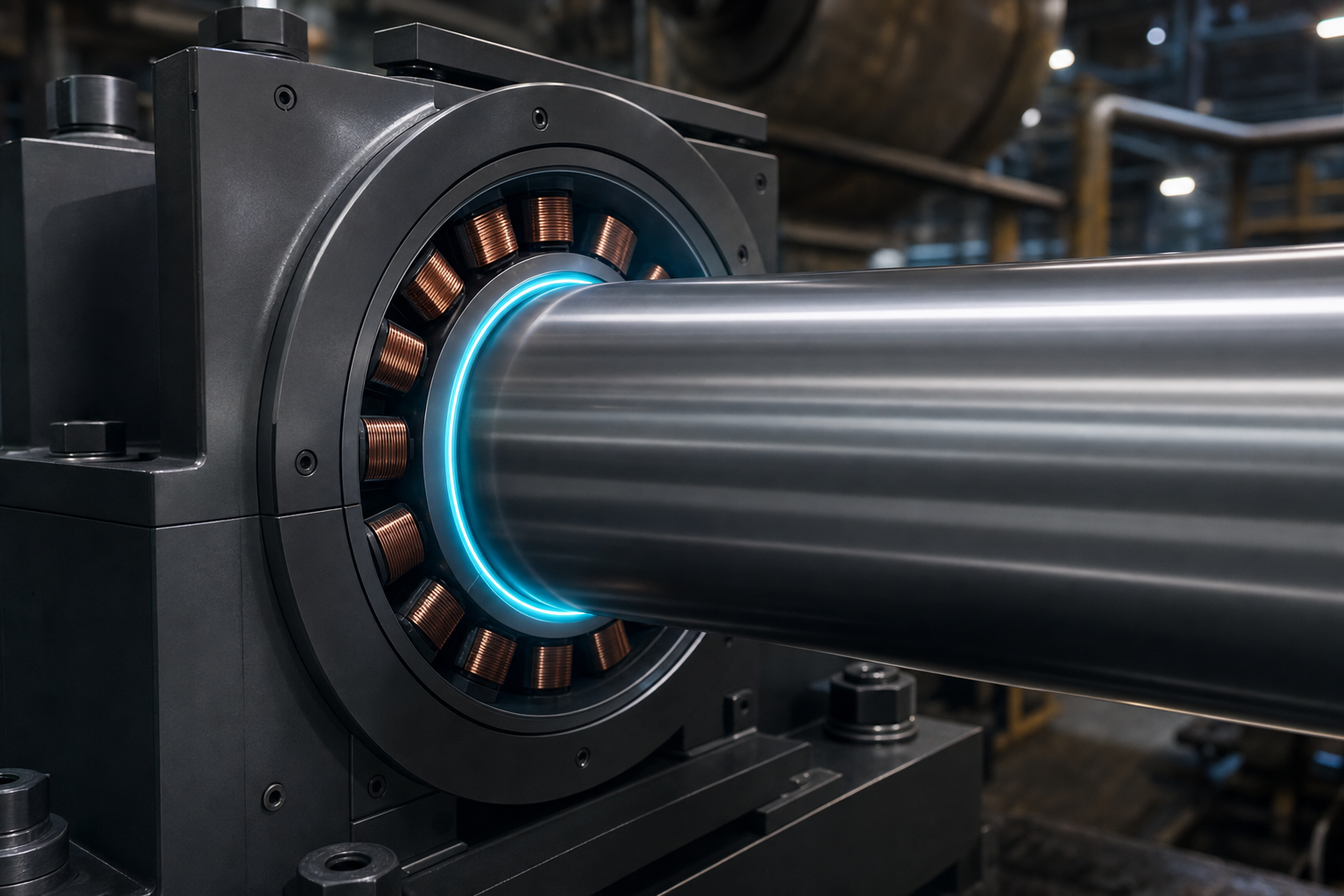 Clean contactless magnetic bearing with floating shaft