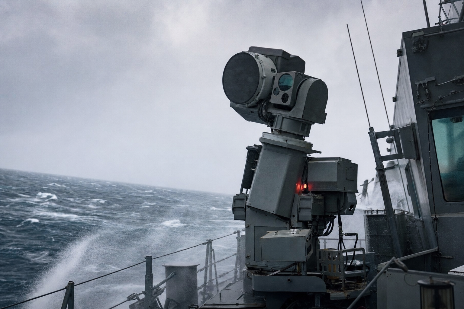 Naval sensor tilted and shaking from wave motion