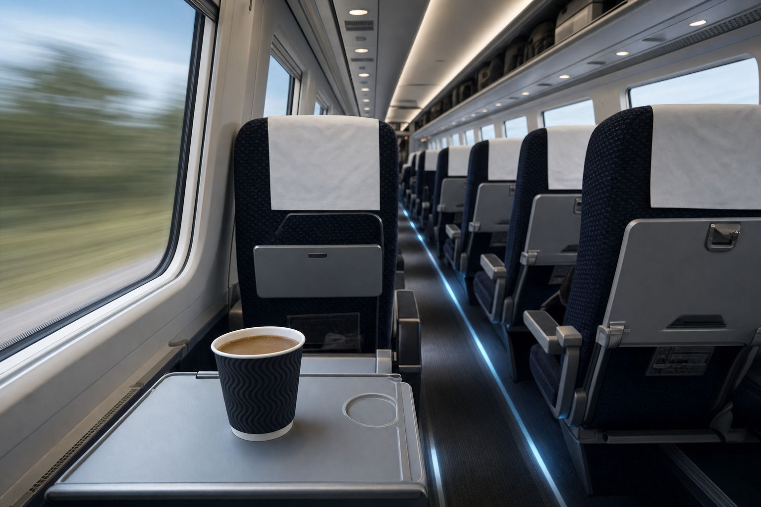 Calm, stabilized train cabin